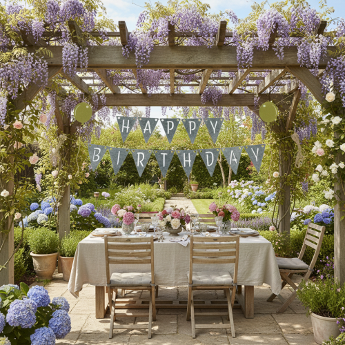 Article Guirlande de fanions décorative d'anniversaire en feutrine grise et verte, 300 cm