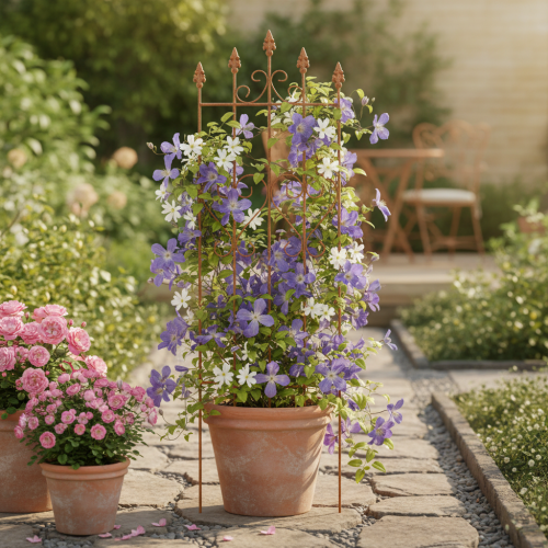 Article Treillis à motif de cœur, support pour plantes grimpantes de style romantique pour allées de jardin ou terrasses, 101 cm