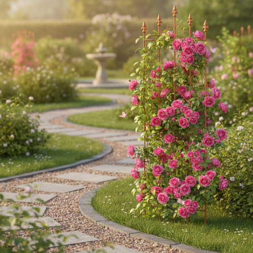 Article Treillis à motif de cœur, support pour plantes grimpantes de style romantique pour allées de jardin ou terrasses, 101 cm