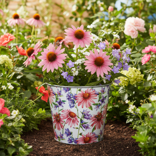 Pot de fleurs, décoration printanière, jardinière, métal, Ø14cm H12,5cm | Floristik24.be