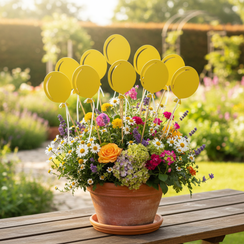 Bouchon de fleur bouquet décoration gâteau ballon jaune 28cm 8 pcs | Floristik24.be