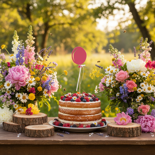 Bouchon de fleur bouquet décoration gâteau topper ballon rose 28cm 8 pcs | Floristik24.be