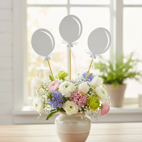 Bouchon de fleur bouquet décoration gâteau topper ballon blanc 28cm 8 pcs | Floristik24.be