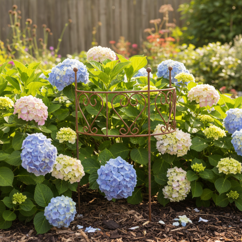 Article Treillis semi-circulaire orné d'un cœur. Idéal pour une décoration de jardin rustique. 42 cm