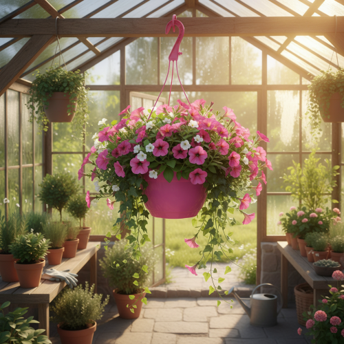 Panier suspendu pot de fleurs rose à trous Ø25cm H50cm | Floristik24.be
