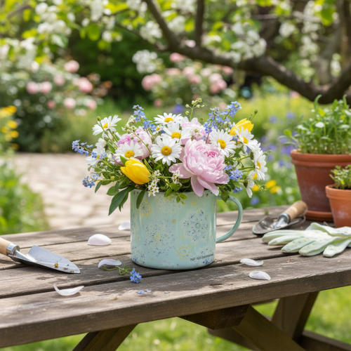 Mug décoratif, pot de fleurs, mandala, émaillé, Ø 13 cm H 12 cm | Floristik24.be