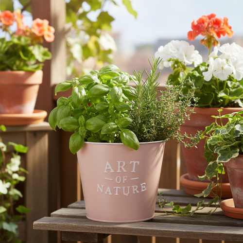 Article Pot de fleurs en zinc Art of Nature, rose antique, Ø 17,5 cm H 15 cm
