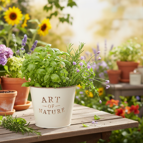 Article Pot de fleurs en zinc Art of Nature Crème Ø17,5 cm H15 cm