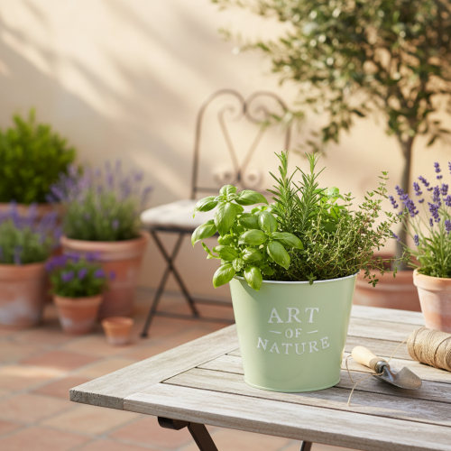 Article Pot de fleurs en zinc Art of Nature vert menthe Ø17,5 cm H15 cm