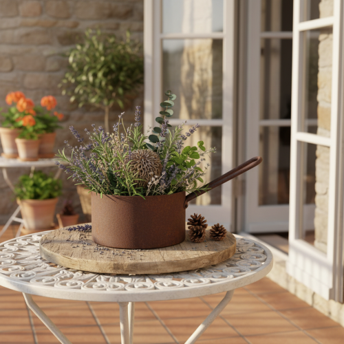 Pot de fleurs en métal, jardinière, bac couleur rouille, objet décoratif, Ø 20 cm H 11 cm | Floristik24.be