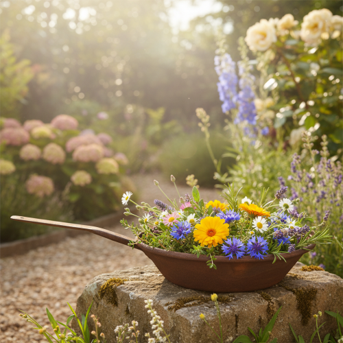 Plateau de plantation, bac couleur rouille avec poignée, jardinière en métal, Ø31cm | Floristik24.be