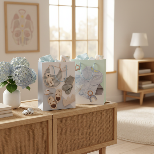 Article Sac cadeau pour bébé garçon - Idéal pour les cadeaux de naissance - 23 cm - Lot de 2