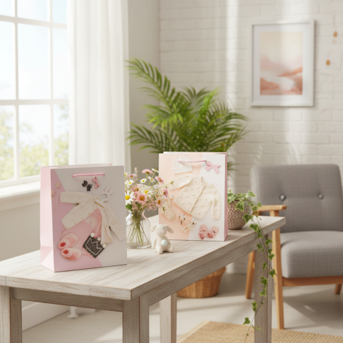 Sacs cadeaux pour bébés filles, sacs cadeaux de naissance, 23×18cm, 2 pièces | Floristik24.be