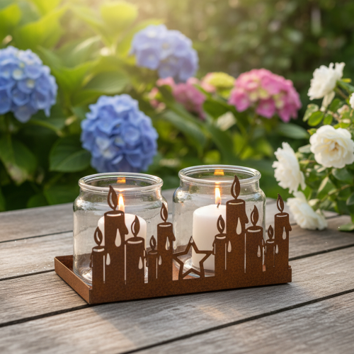 Lanterne en métal avec insert en verre, finition métal rouillé, porte-bougie décoratif, 21,5 cm | Floristik24.be