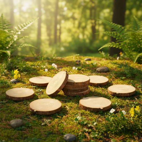 Mini-décorations en rondelles de bois avec écorce, 8-9 cm, lot de 9. | Floristik24.be