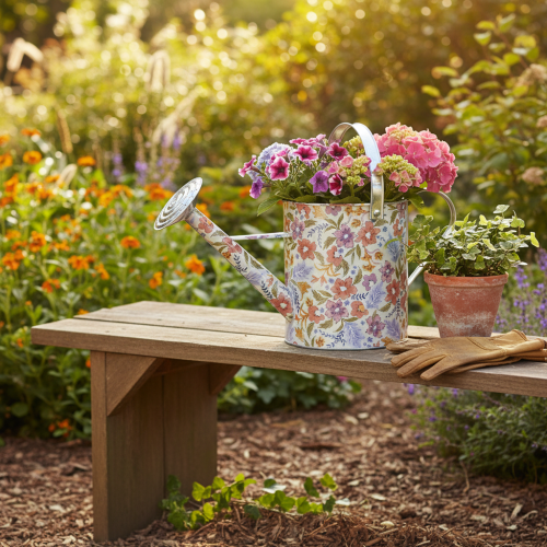Arrosoir décoratif en métal, pot de fleurs vintage, Ø18cm | Floristik24.be