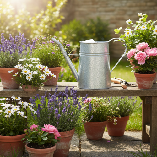 Arrosoir décoratif galvanisé, métal gris, style vintage, 1,7 L, H 23 cm, idéal pour les décorations florales et les jardinières élégantes. | Floristik24.be