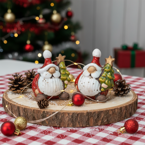 Figurine de Père Noël avec décoration de sapin de Noël, 7 cm, lot de 2 | Floristik24.be