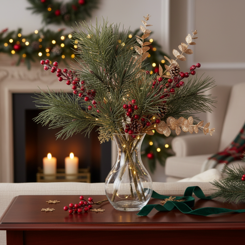 Branche de pin artificielle pour décoration de table et vases, 70 cm | Floristik24.be