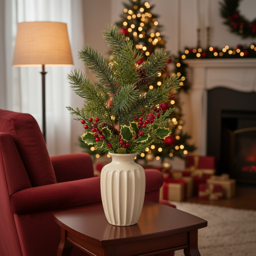Branche de Noël artificielle, branche décorative avec pommes de pin | Floristik24.be