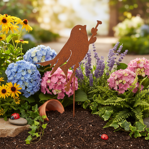 Piquet décoratif pour jardin, en métal rouillé, 52 cm | Floristik24.be