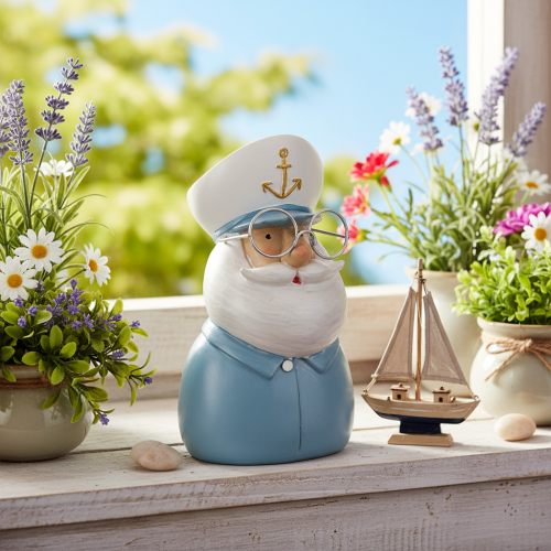 Figurine de capitaine, décor maritime avec lunettes et chapeau, 16 cm | Floristik24.be