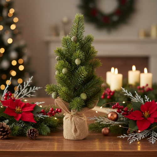 Sapin de Noël artificiel en sac de jute, petite décoration de table, mini sapin de Noël, 38 cm | Floristik24.be