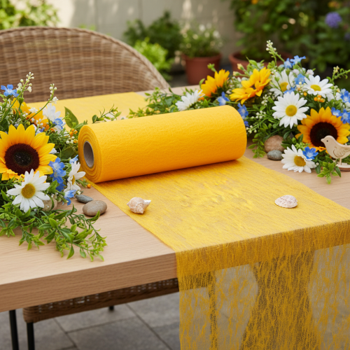 Chemin de table non tissé, jaune, 23 cm, rouleau de décoration de table moderne | Floristik24.be