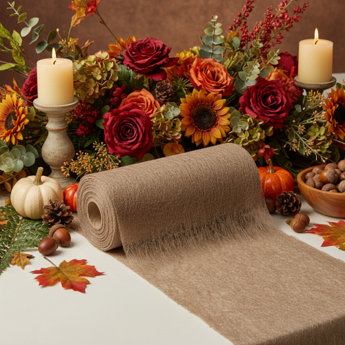 Rouleau de décoration de table non tissée marron 24 cm x 25 m pour tables de fête | Floristik24.be