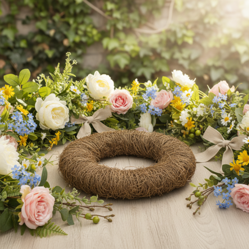 Couronne de vigne naturelle, non traitée, ronde, idéale pour les loisirs créatifs, 45 cm | Floristik24.be