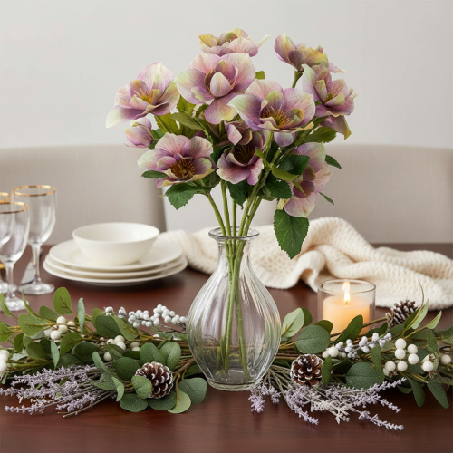 Bouquet de roses artificielles de Noël à fleurs violettes, 35 cm, 6 pièces | Floristik24.be