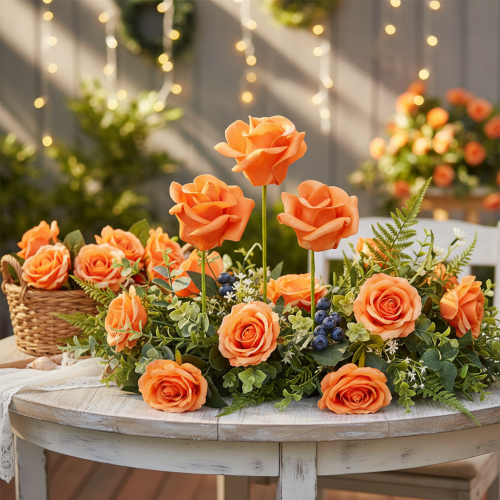 Rose orange artificielle, fleur de 5 cm, à l'unité, lot de 100 | Floristik24.be