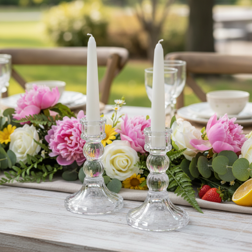 Bougeoir transparent, design classique, décoration de table, 12 cm, lot de 2 | Floristik24.be