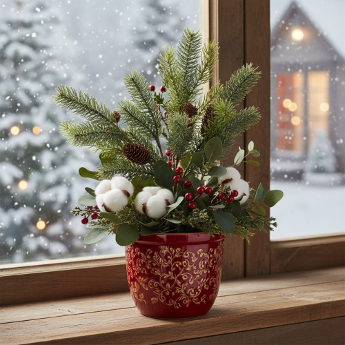 Branche de sapin artificielle décorée d'un cône, 41 cm | Floristik24.be