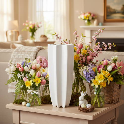 Vase à fleurs cannelé, vase décoratif moderne 38 cm | Floristik24.be
