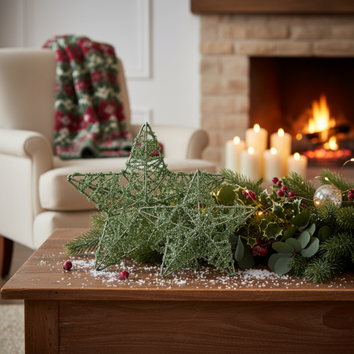 Ensemble d'étoiles décoratives en fil de fer vert, deux tailles, 10 cm, 12 pièces | Floristik24.be