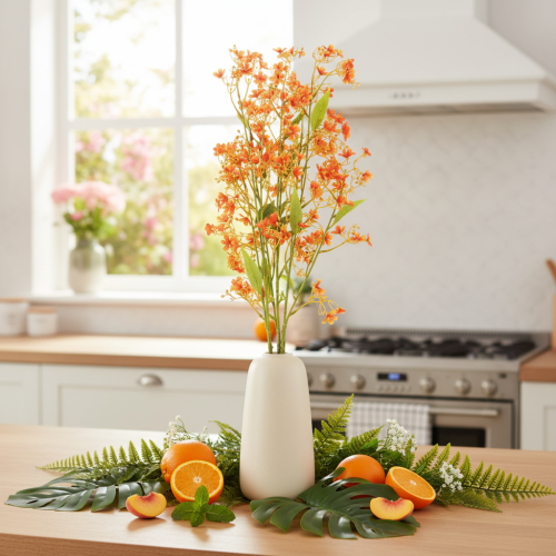 Branche d'orchidée artificielle orange filigranée, décoration de chambre, 110 cm, lot de 3 | Floristik24.be