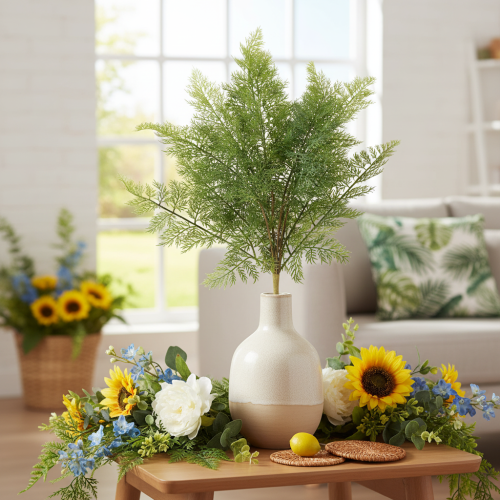 Branche de fougère artificielle, plusieurs branches, verte, 68 cm | Floristik24.be