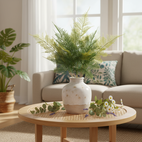 Branche de fougère artificielle décorative, verte, réaliste, 56 cm | Floristik24.be