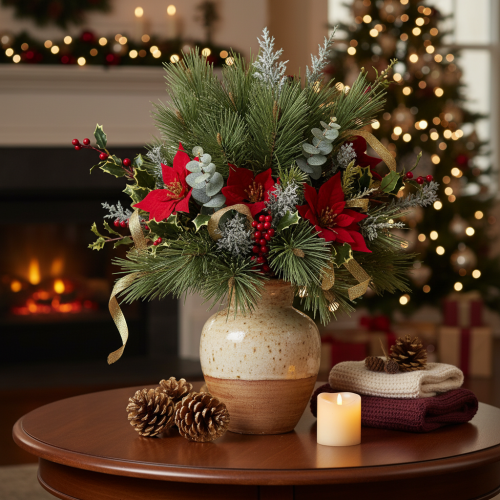 Branches de pin artificielles décoratives pour compositions florales, 39 cm, lot de 6 | Floristik24.be