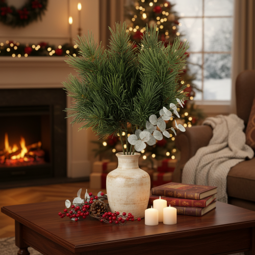 Branches de pin artificielles pour décorations hivernales, 40 cm, lot de 4 | Floristik24.be