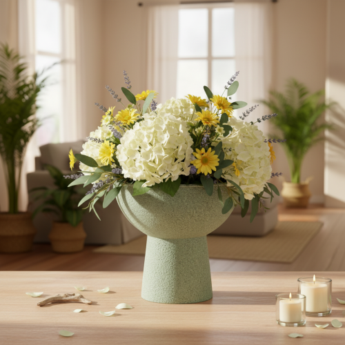 Pot de fleurs rond moderne sur un socle haut, 18 cm | Floristik24.be