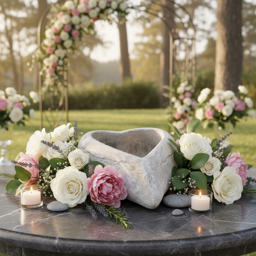 Bol décoratif en forme de cœur, gris ; petit pot de fleurs en forme de cœur, 19 cm | Floristik24.be