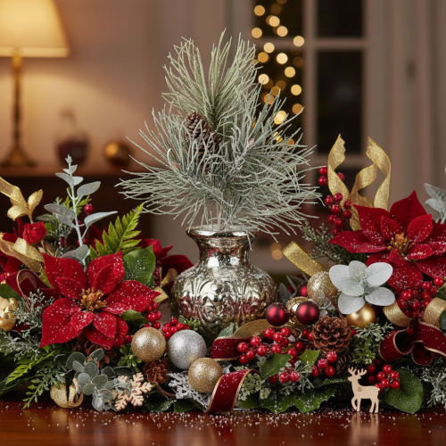 Branche de pin artificielle avec pommes de pin, style hivernal, 40 cm | Floristik24.be