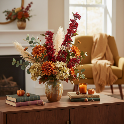 Branche artificielle avec baies et feuilles rouges, 96 cm | Floristik24.be