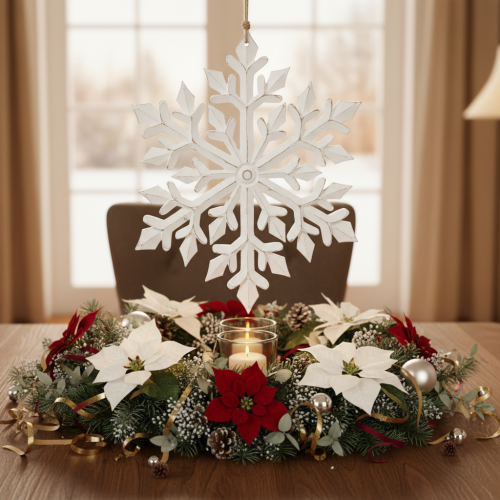 Grand flocon de neige décoratif, décoration à suspendre, 30 cm | Floristik24.be