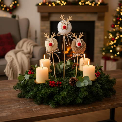 Figurines décoratives de rennes avec pompons, pinces à linge de Noël, 24 cm, lot de 12 | Floristik24.be
