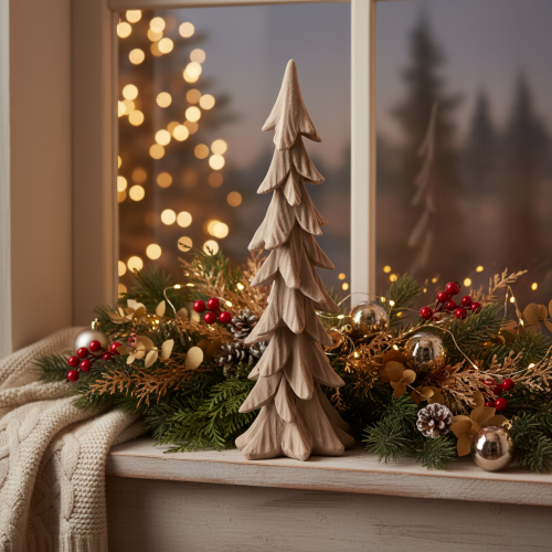 Petit sapin de Noël décoratif floqué, décoration de table, 44 cm | Floristik24.be