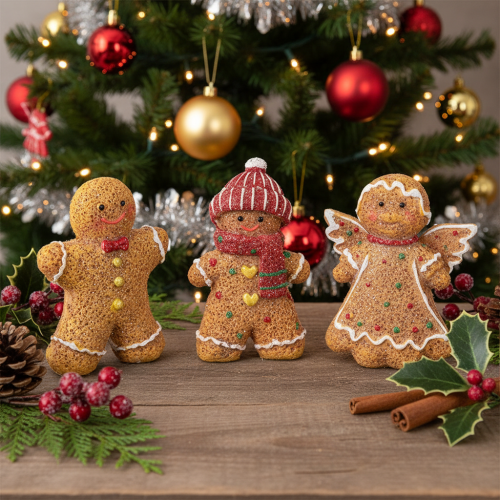 Figurine décorative artificielle de bonhomme en pain d'épice, 8 cm, 3 pièces | Floristik24.be
