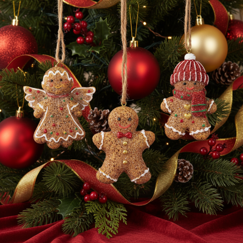 Ornements décoratifs à suspendre, figurines en pain d'épice artificielles, 7 cm, lot de 3 | Floristik24.be